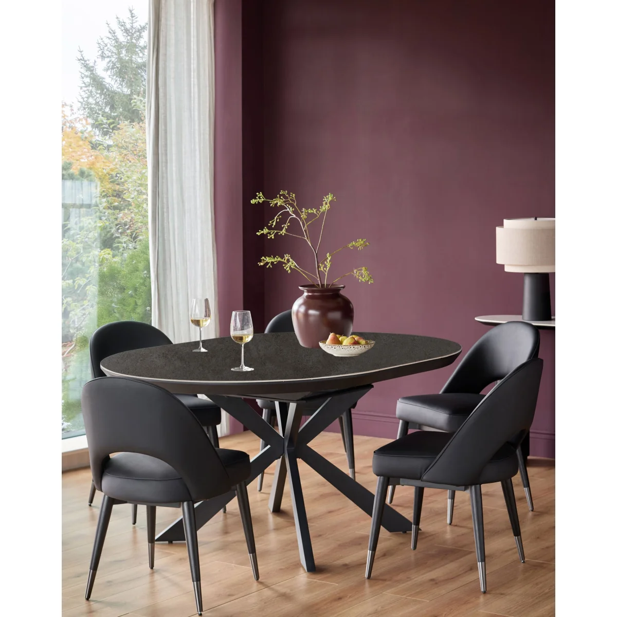 Hayden dark grey ceramic 4-6 extending round dining table – image 3