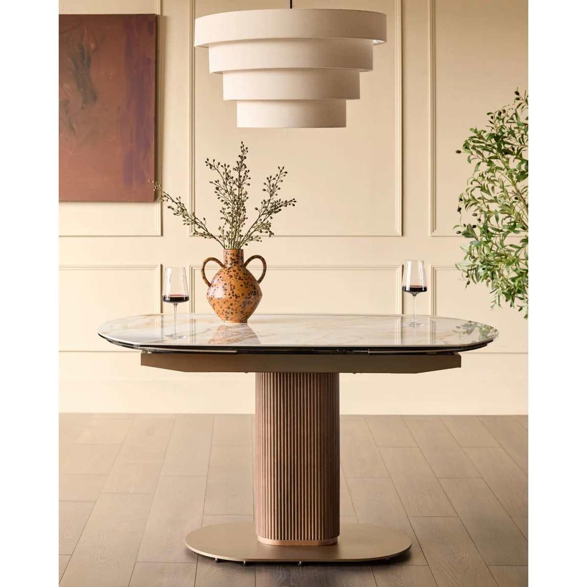 Vidal natural ceramic 4-6 seater extending dining table – image 2