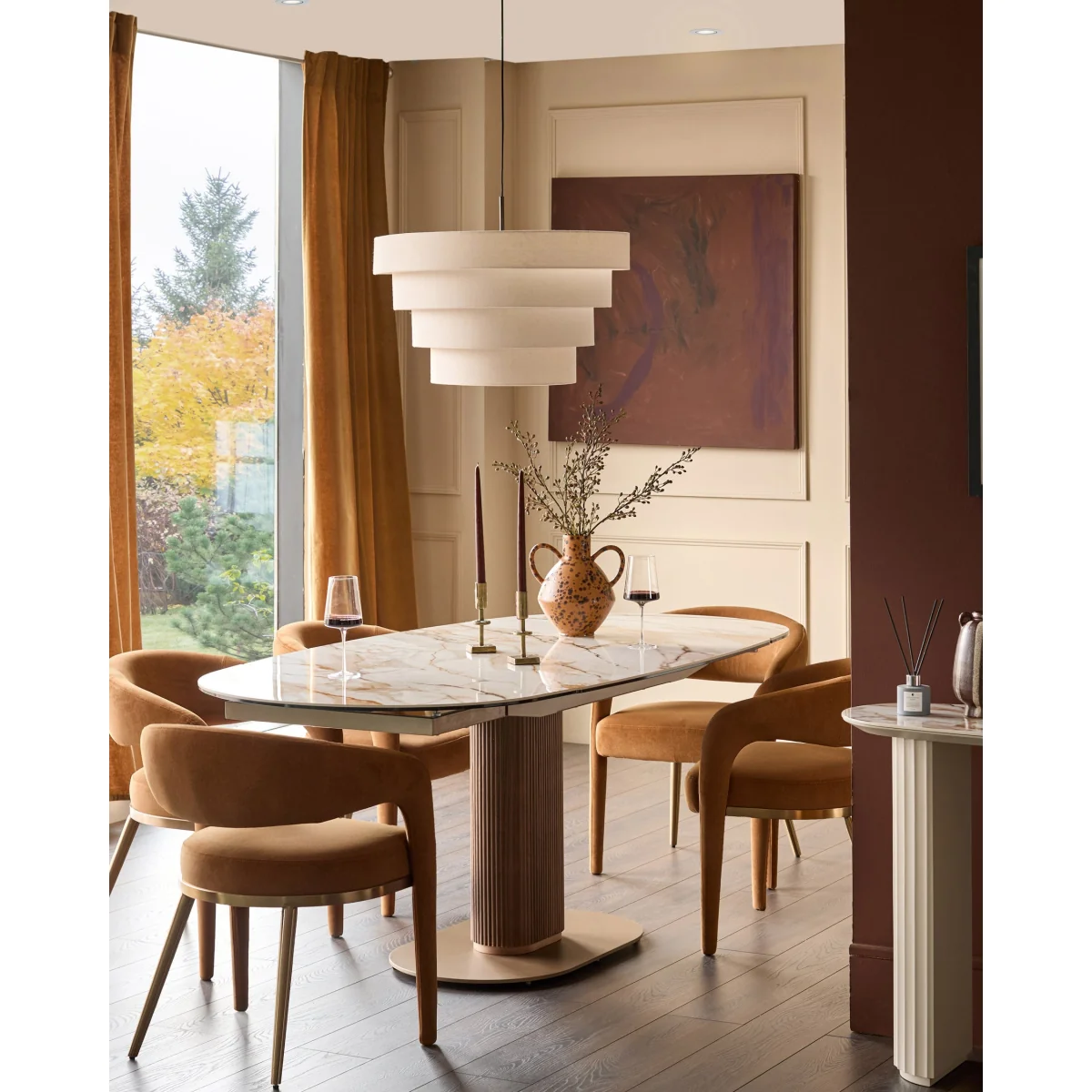 Vidal natural ceramic 4-6 seater extending dining table – image 3