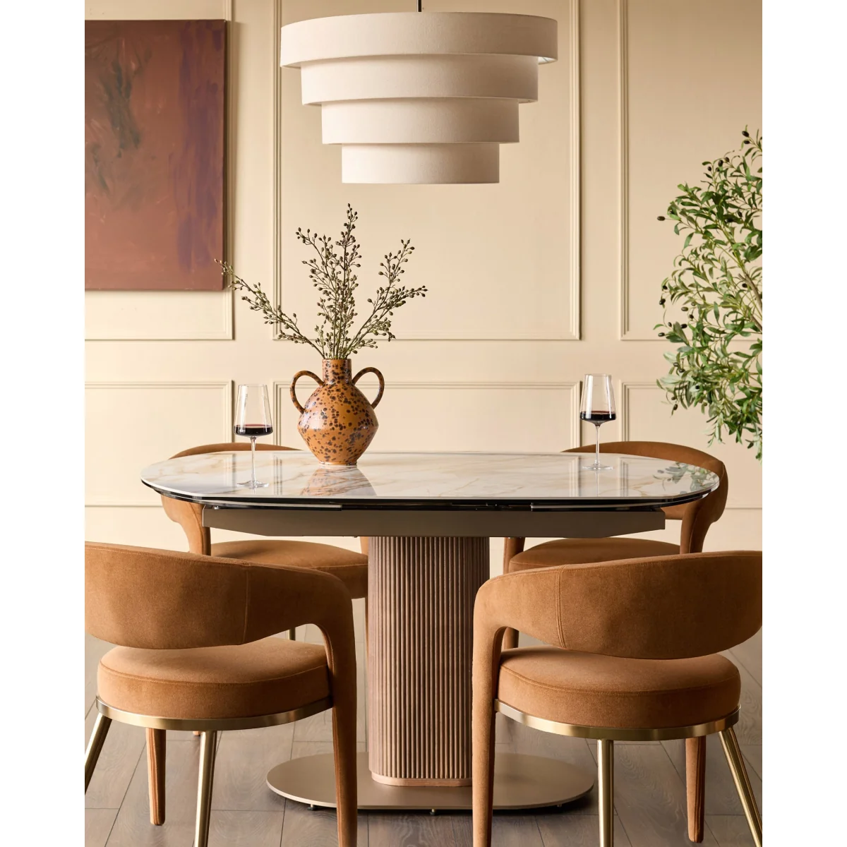 Vidal natural ceramic 4-6 seater extending dining table – image 4