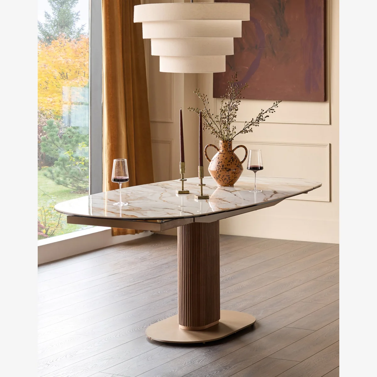 Vidal natural ceramic 4-6 seater extending dining table – image 1