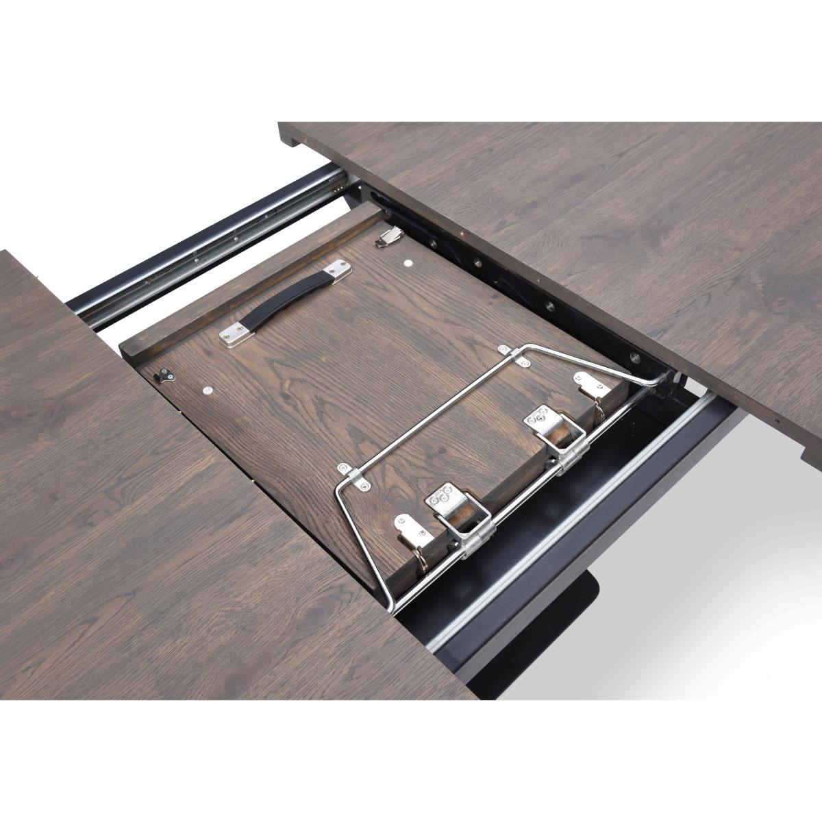 Jai Large Extending Dining table with 2 Dark Grey, 2 Rust and 2 Silver Swivel Chairs – image 6