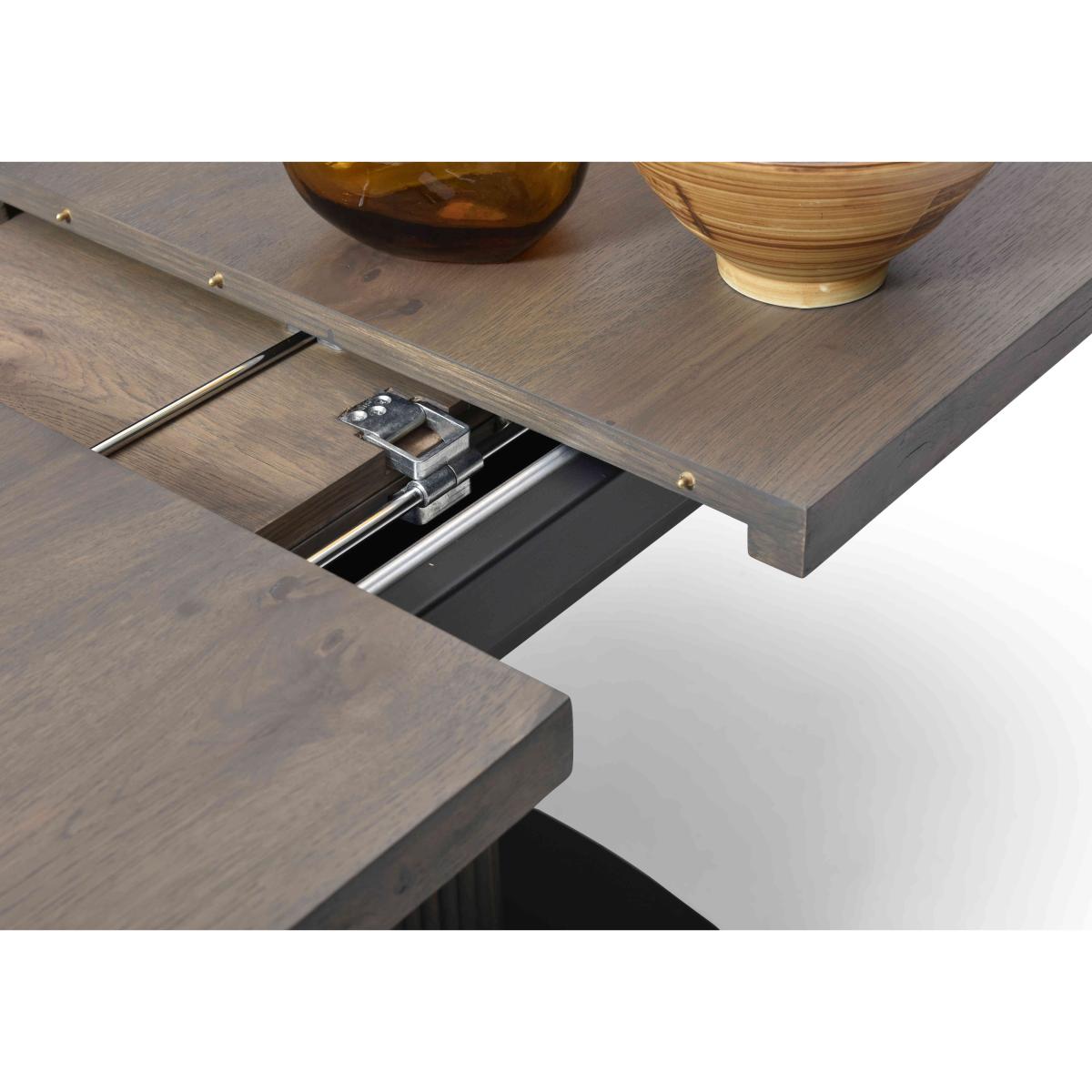 Jai Large Extending Dining table with 2 Dark Grey, 2 Rust and 2 Silver Swivel Chairs – image 7