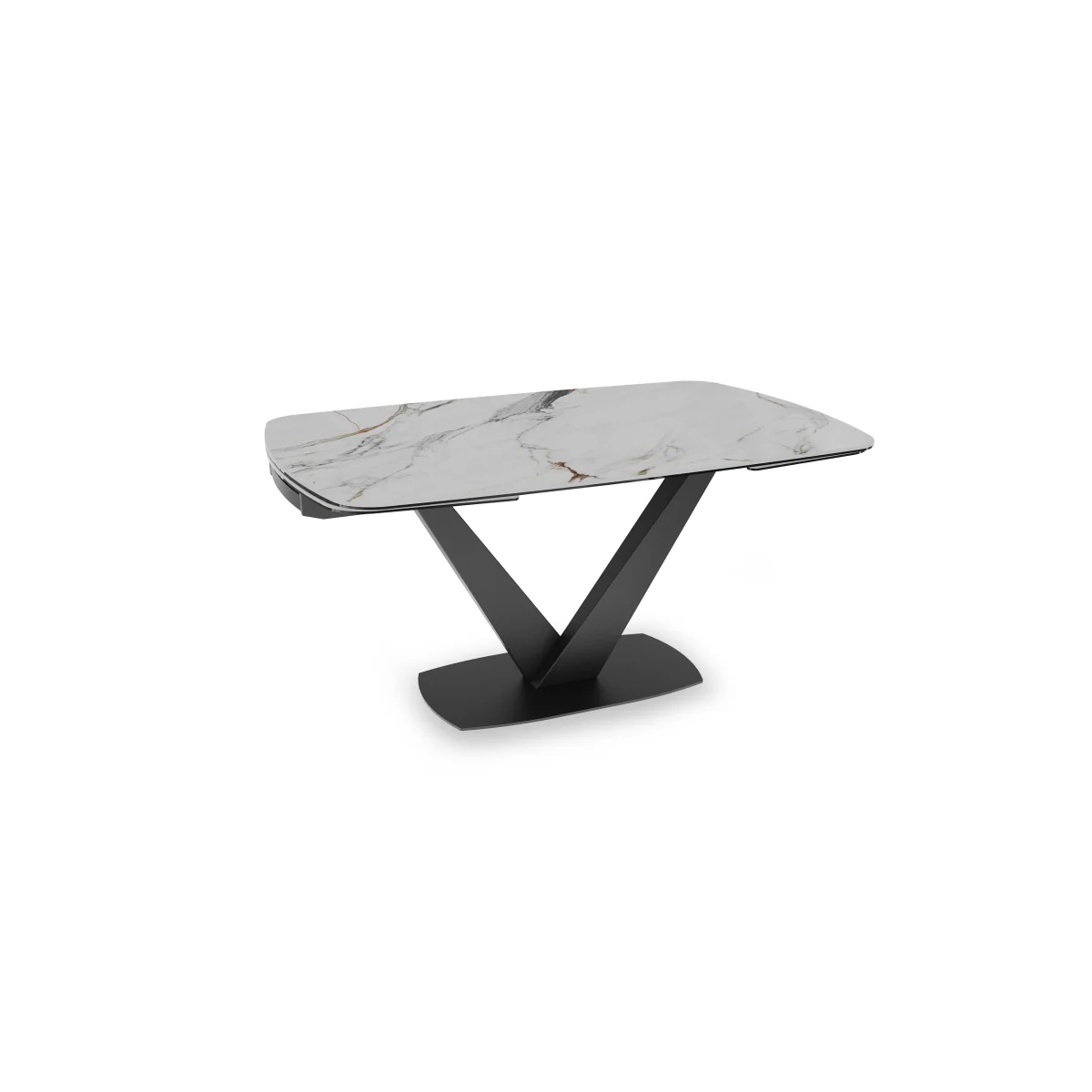 Julio Medium 160cm Draw Leaf Extending Dining Table in Fiorentio Marble Ceramic with 4 Chairs - Navy – image 7