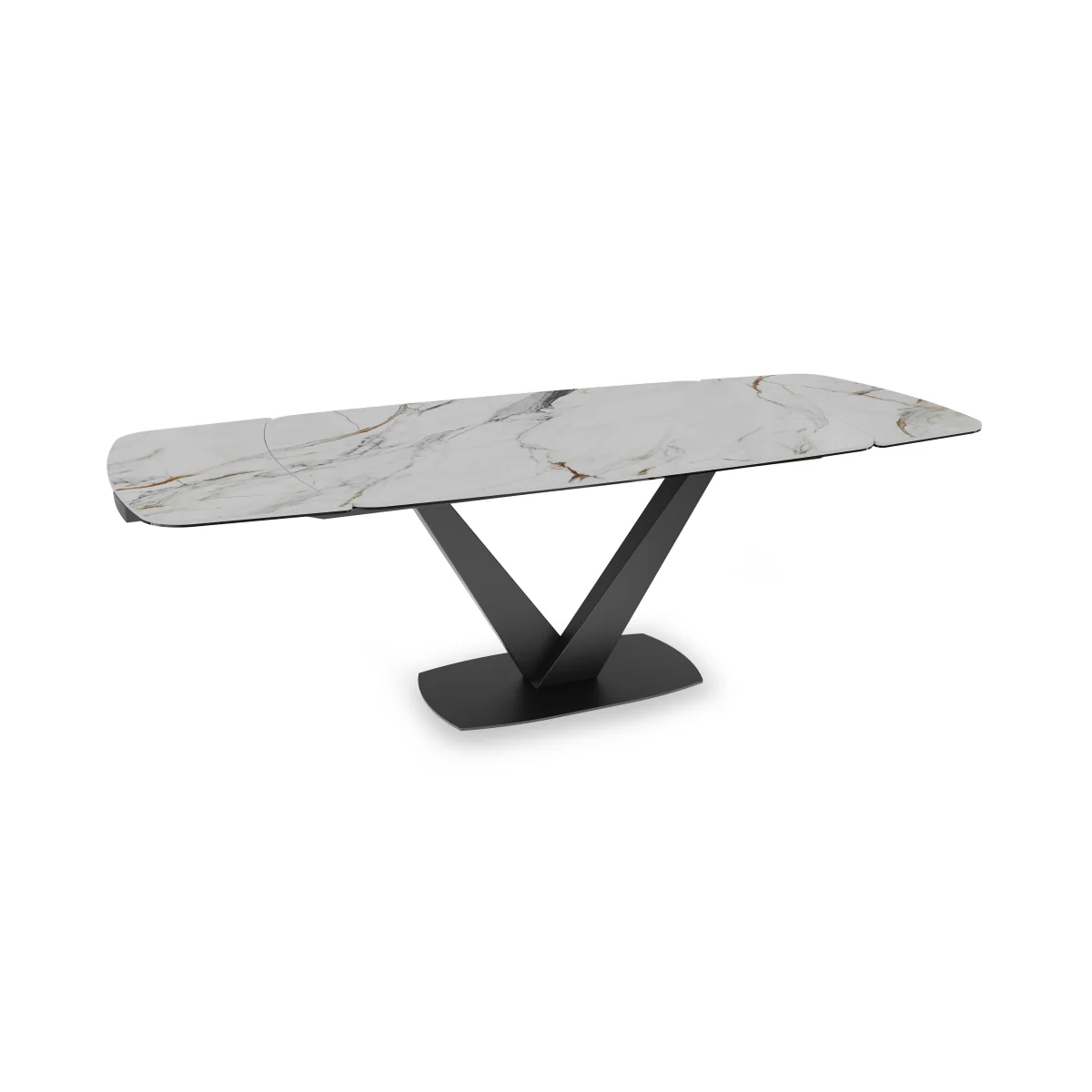 Julio Medium 160cm Draw Leaf Extending Dining Table in Fiorentio Marble Ceramic with 4 Chairs - Navy – image 8