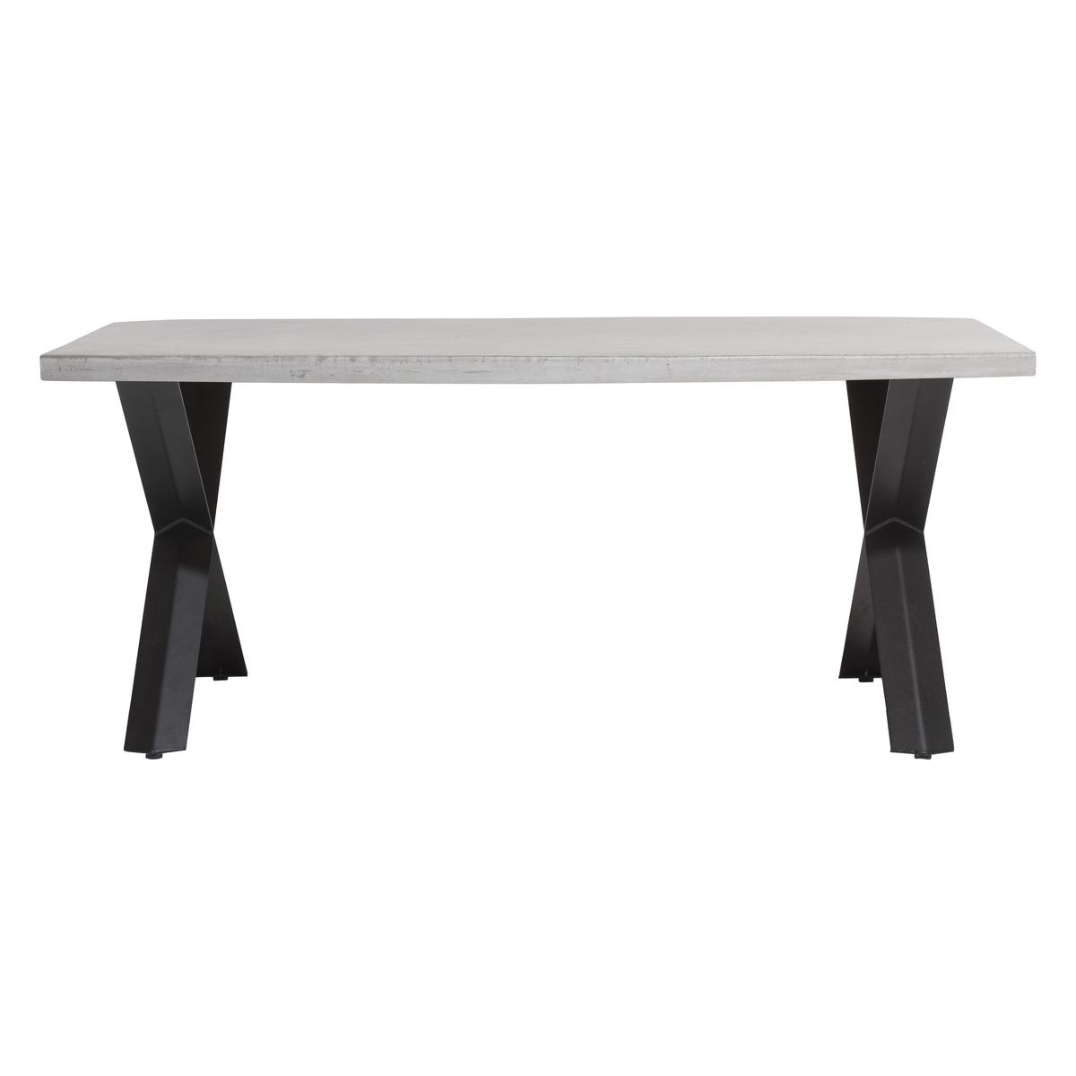 Boston Crossed Leg Concrete Top Dining Table - 250-cm - Grey - By Furniture Village – image 1