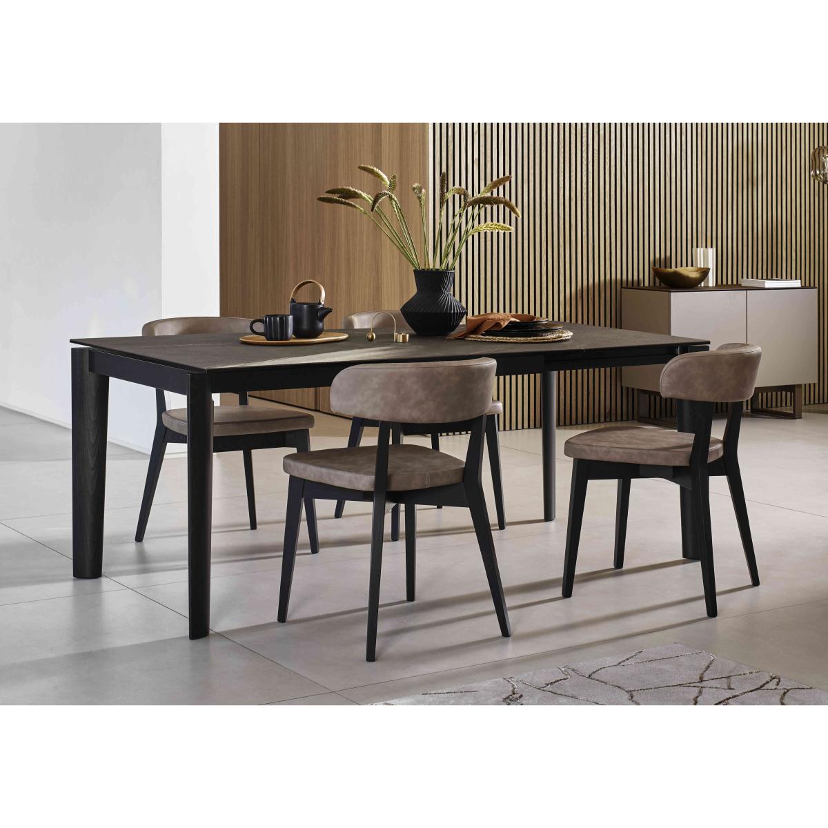 Connubia - Rosa 130cm Small Extending Dining Table with Bronze Ceramic Top and Graphite Wooden Legs and 4 Siren Chairs - Desert – image 2