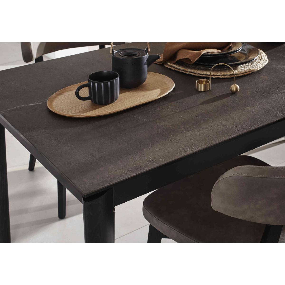 Connubia - Rosa 130cm Small Extending Dining Table with Bronze Ceramic Top and Graphite Wooden Legs and 4 Siren Chairs - Desert – image 3