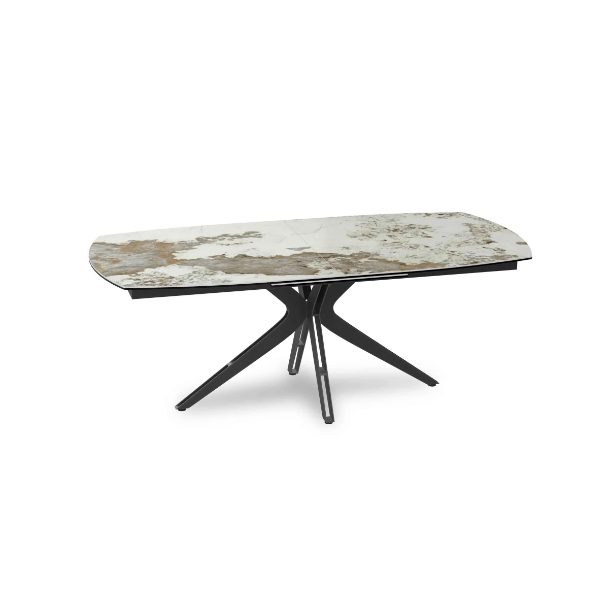 Jose Large Calcatta Marble Pop-up Extending Dining Table with 4 Swivel Chairs - Navy – image 8