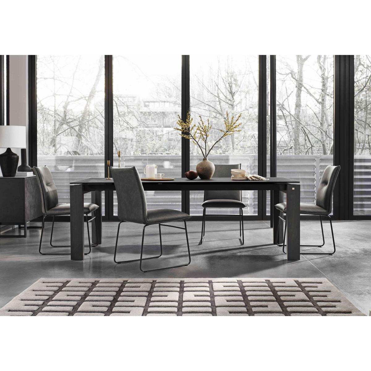 Connubia - Viola 220cm Extra Large Extending Dining Table with Calacatta Ceramic Top and Graphite Wooden Legs and 4 Maya Chairs – image 2