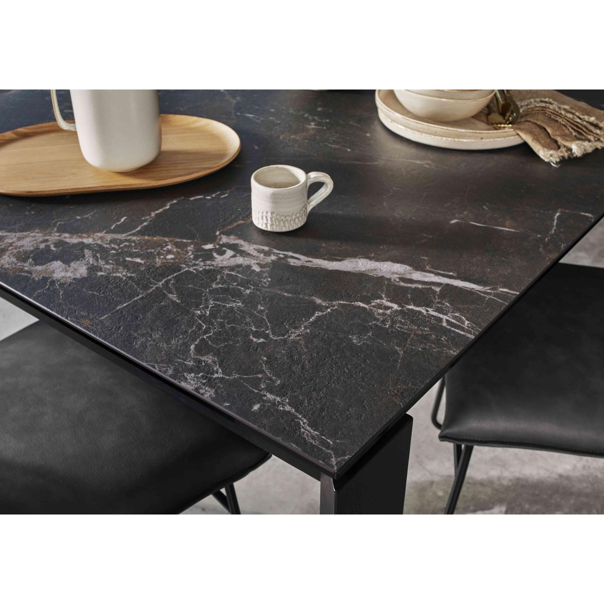 Connubia - Viola 220cm Extra Large Extending Dining Table with Calacatta Ceramic Top and Graphite Wooden Legs and 4 Maya Chairs – image 3
