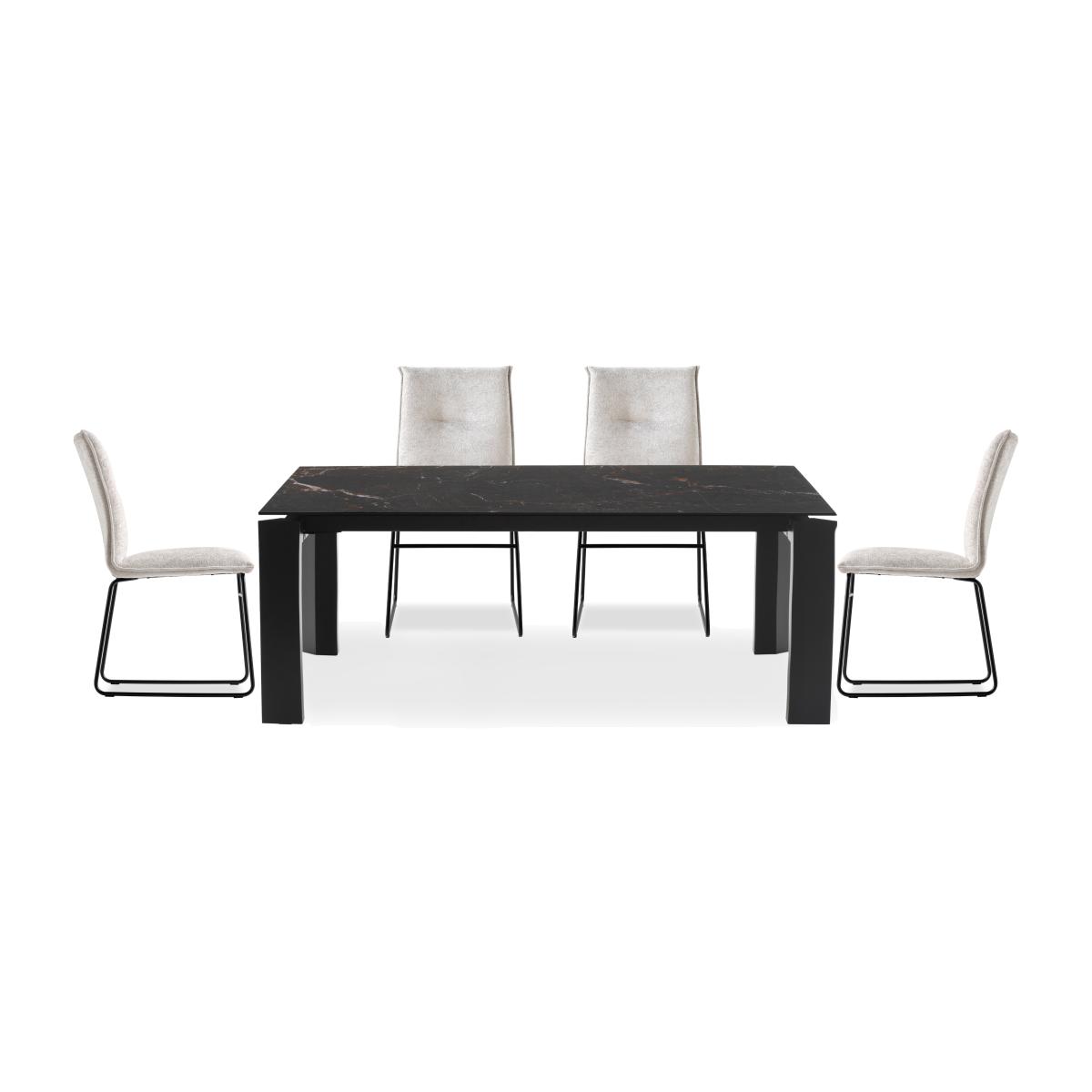 Connubia - Viola 220cm Extra Large Extending Dining Table with Calacatta Ceramic Top and Graphite Wooden Legs and 4 Maya Chairs – image 1