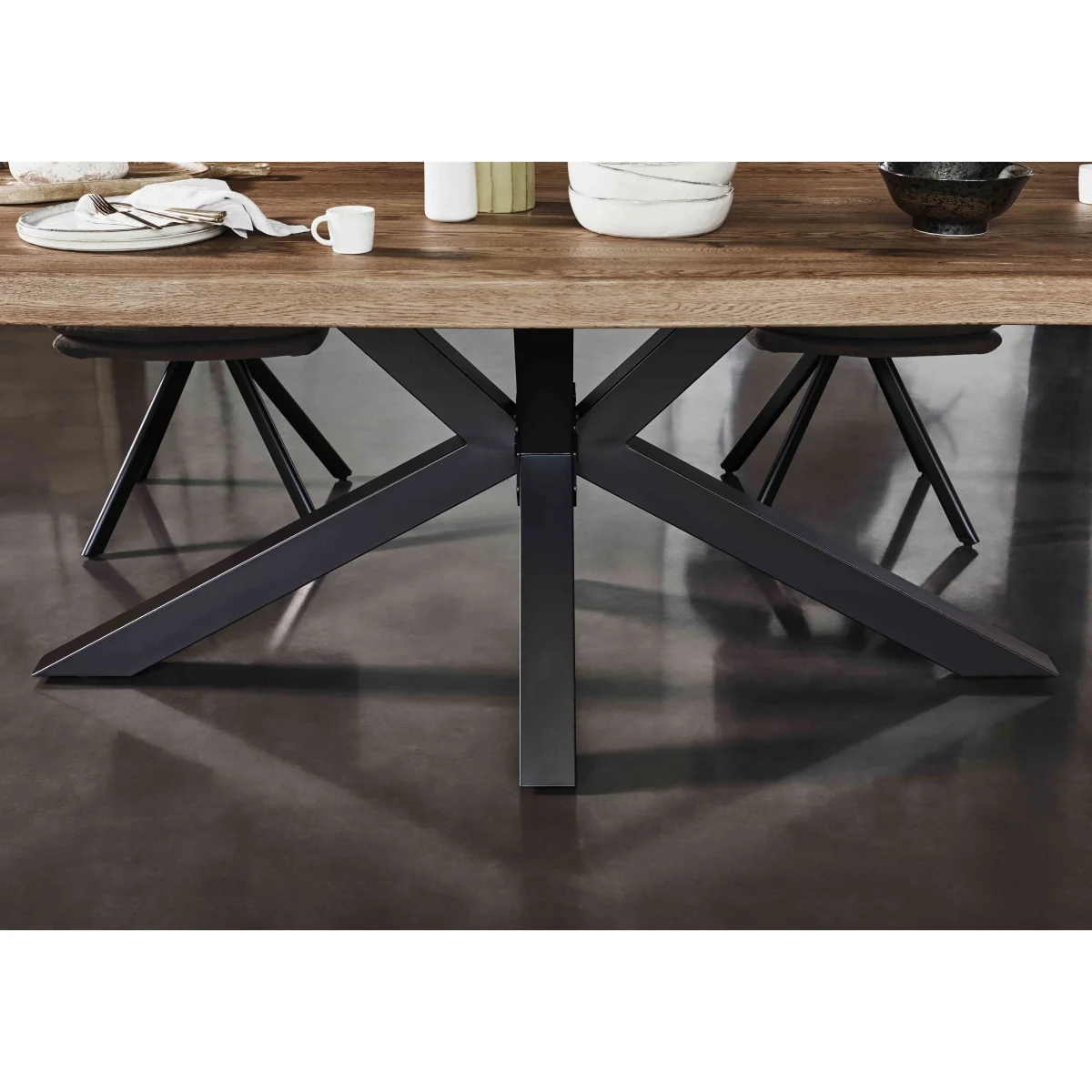 Bodahl - Njord Raw Edge Dining Table with Metal Star Base and 6 Anthracite Fabric Swivel Chairs - 240-cm - Old Bassano – image 4