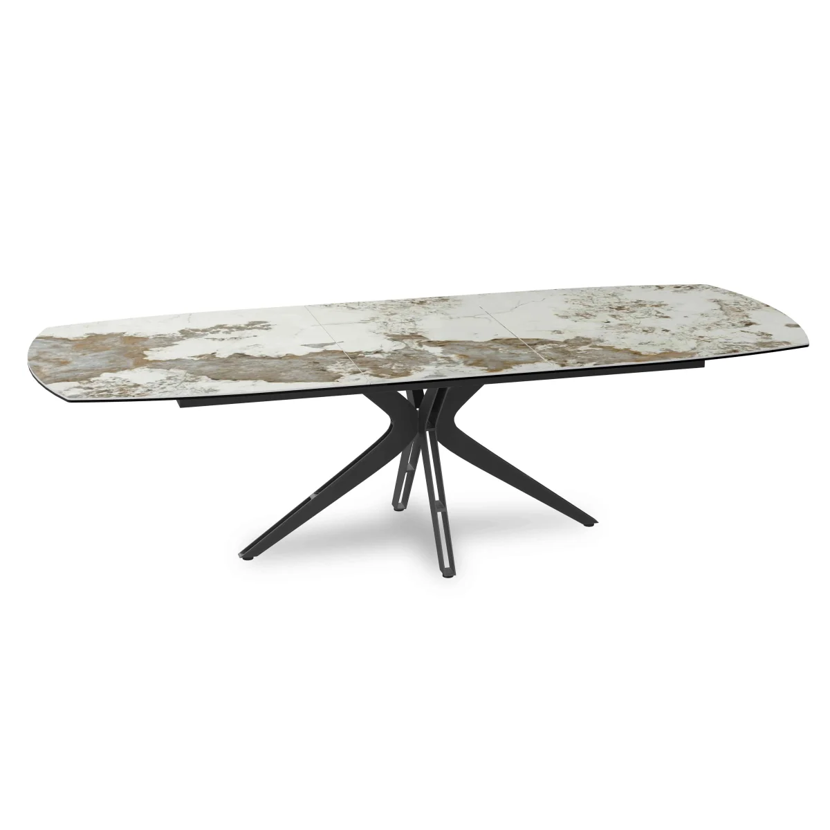 Jose Large Calcatta Marble Pop-up Extending Dining Table with 6 Swivel Chairs - Navy – image 9