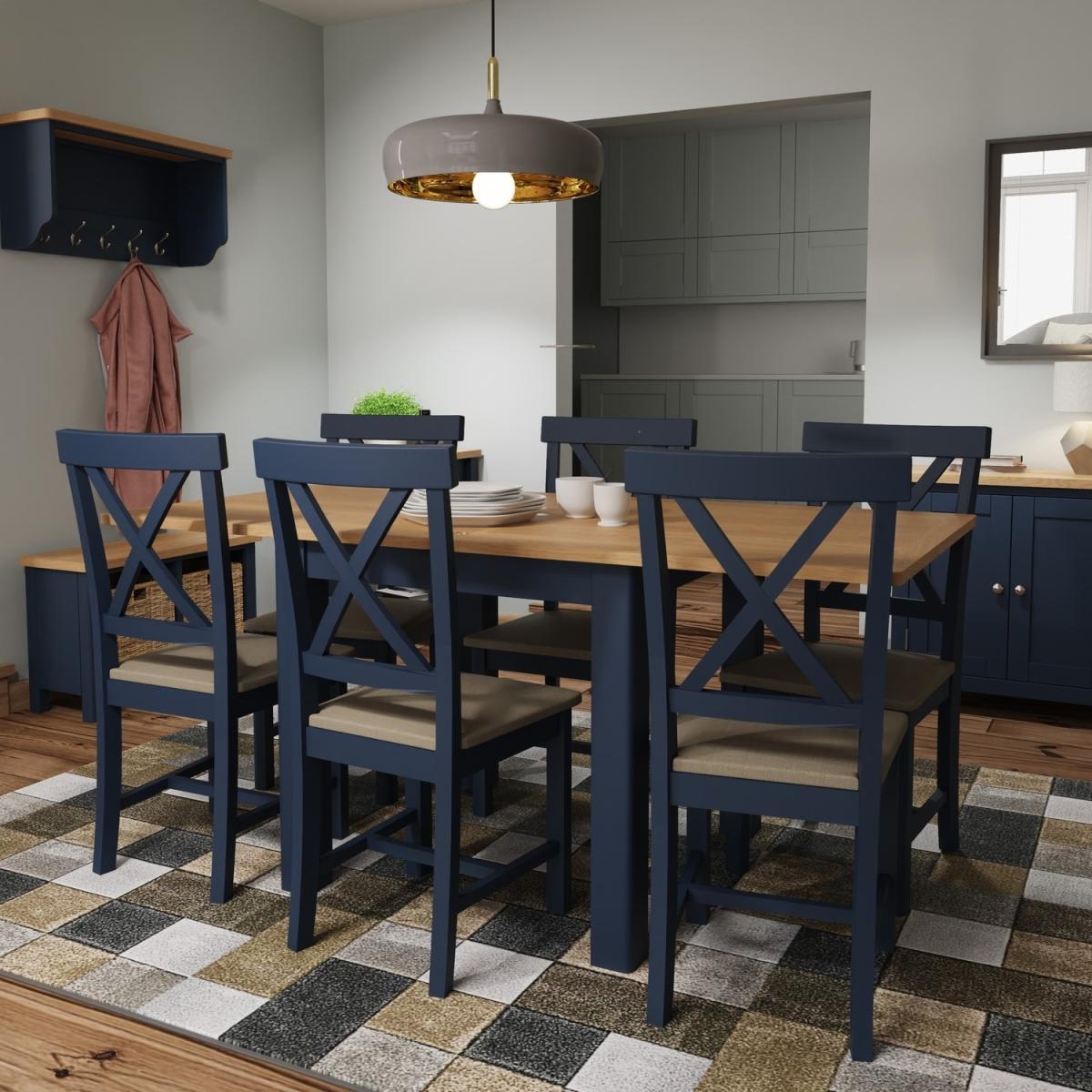 Navy & Oak Extendable Dining Table - Pegasus – image 6