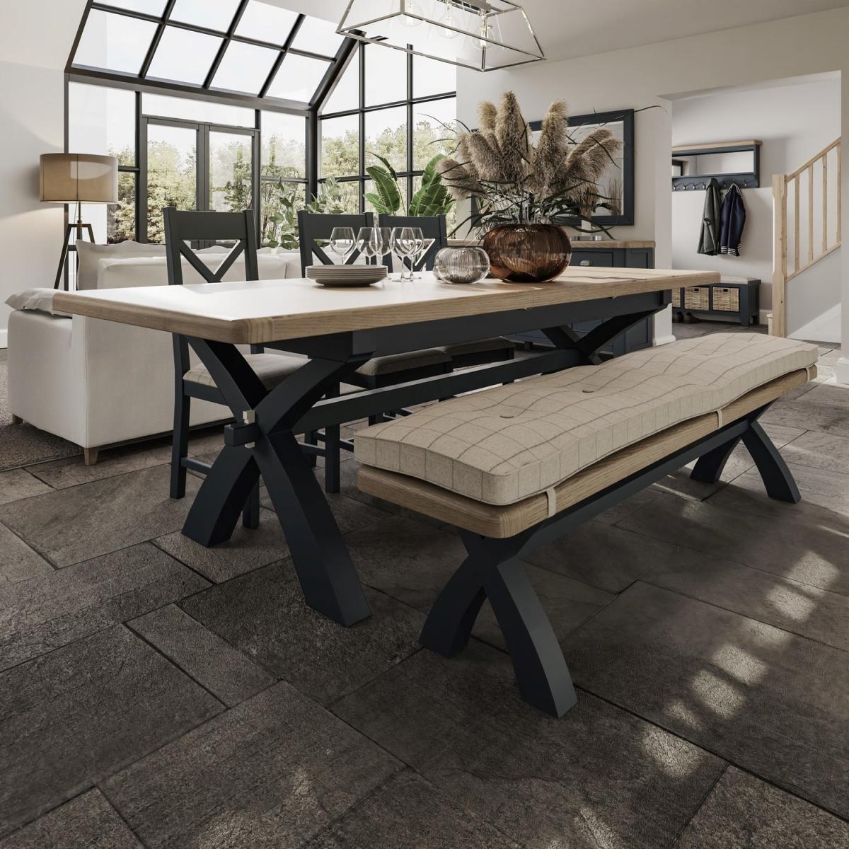 Navy & Oak Extending Dining Table - Seats 8 - Pegasus – image 8