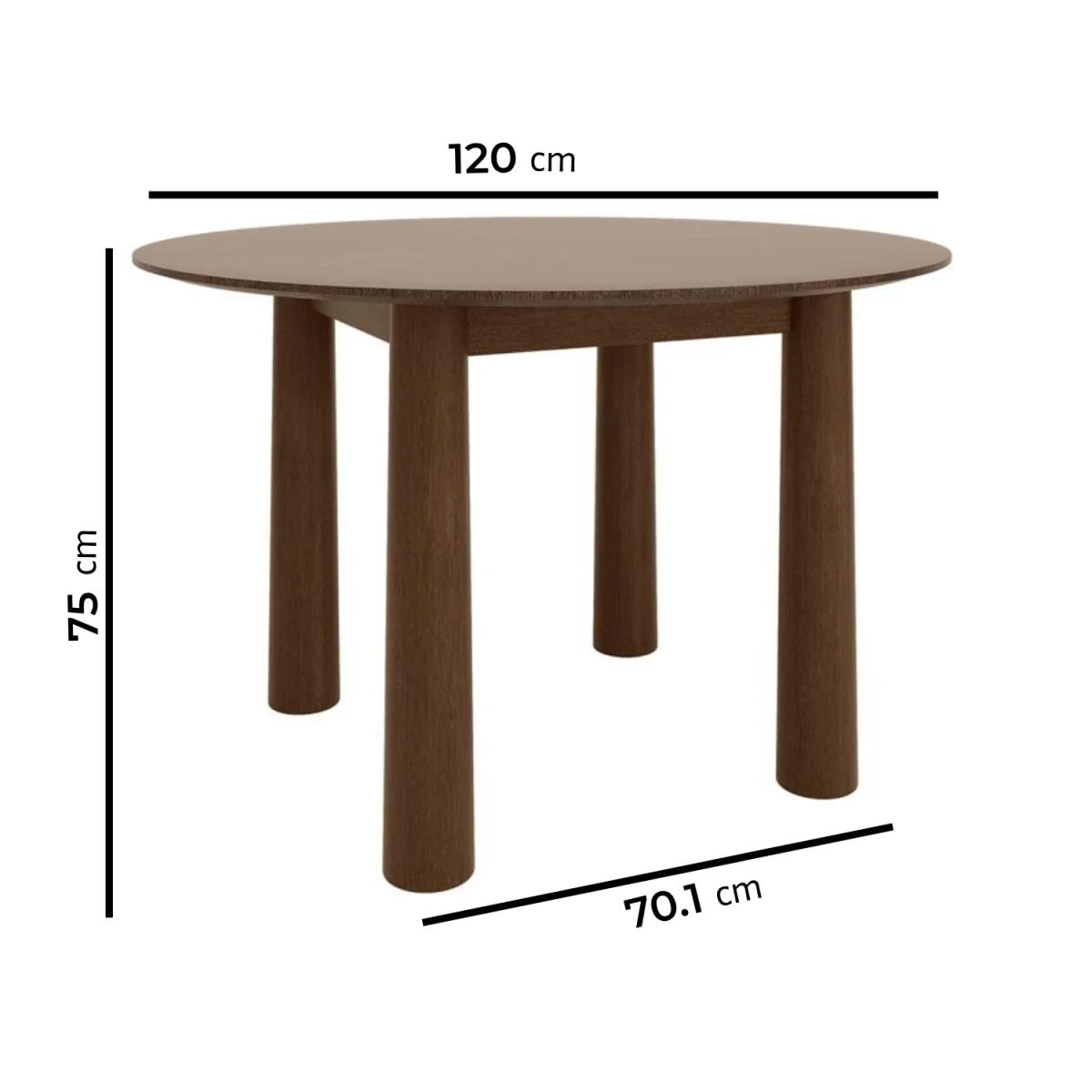Round Walnut Dining Table with Flared Legs - Seats 4 - Hana – image 3