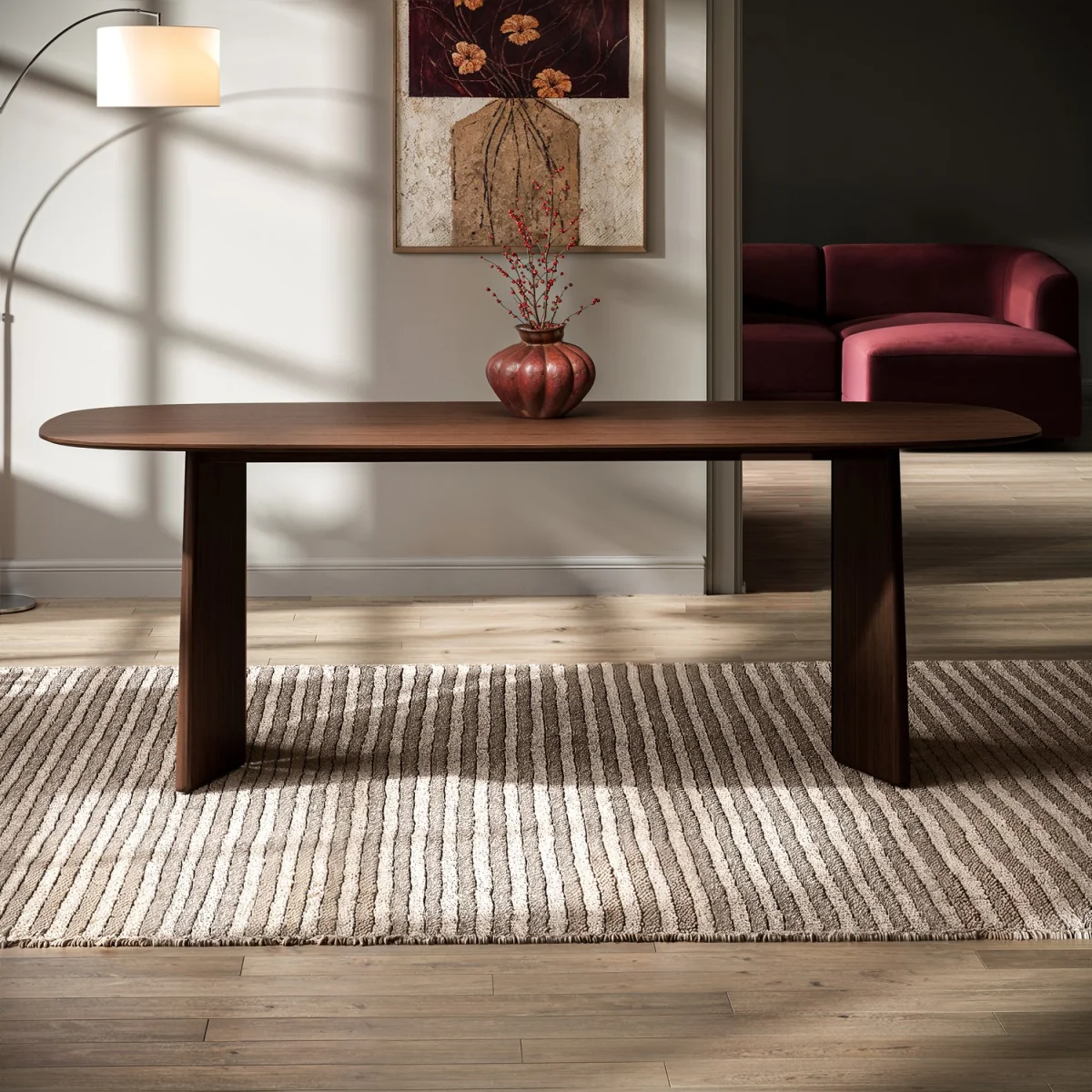 Large Rectangular Walnut Dining Table - Seats 6 - 8 - Rivo – image 4