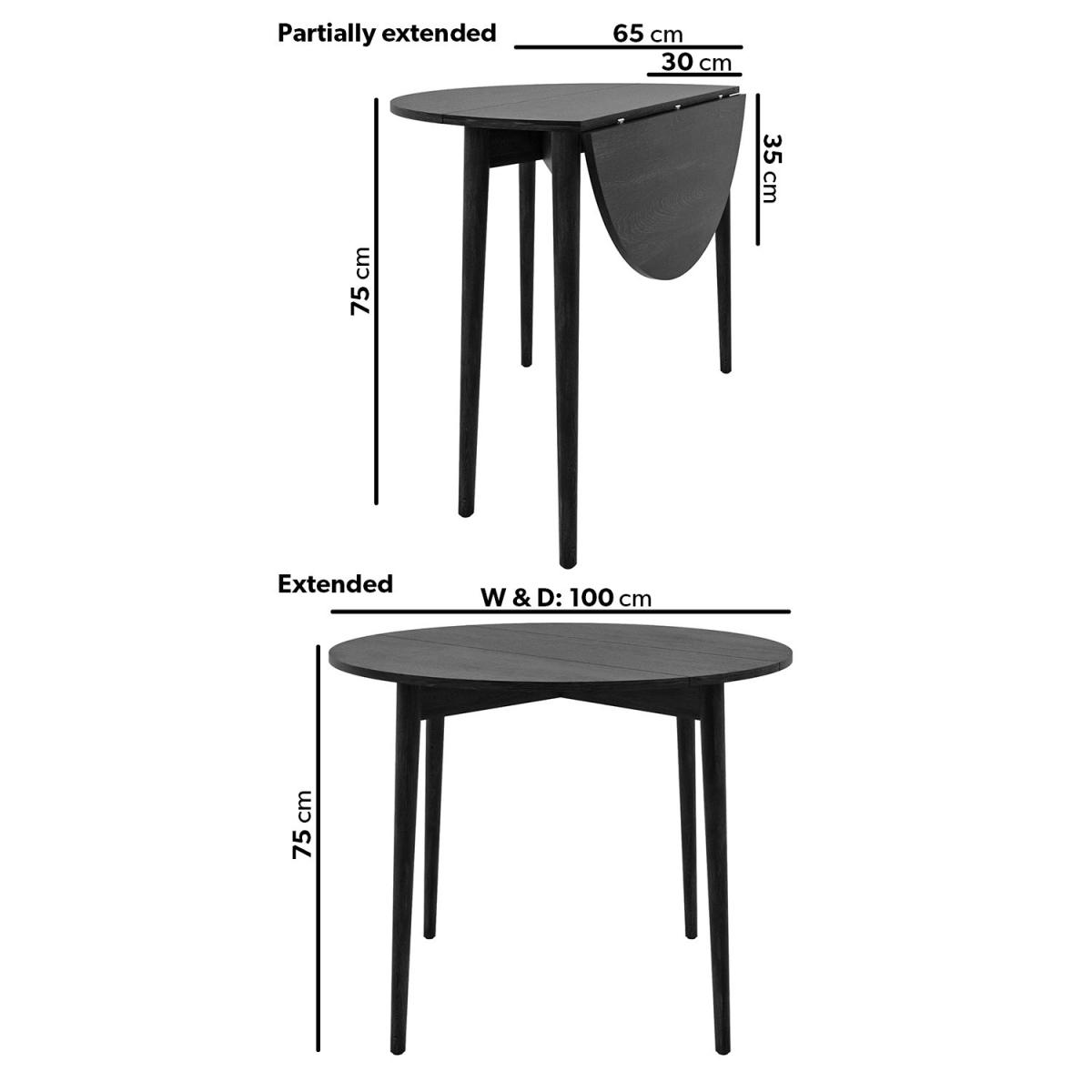 Round Black Folding Drop Leaf Dining Table - Seats 4 - Rudy – image 7