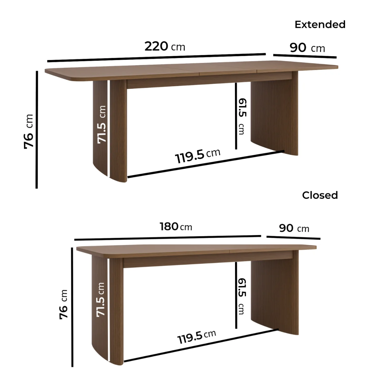 Large Walnut Extendable Dining Table - Seats 6 - 8 - Jarel – image 2