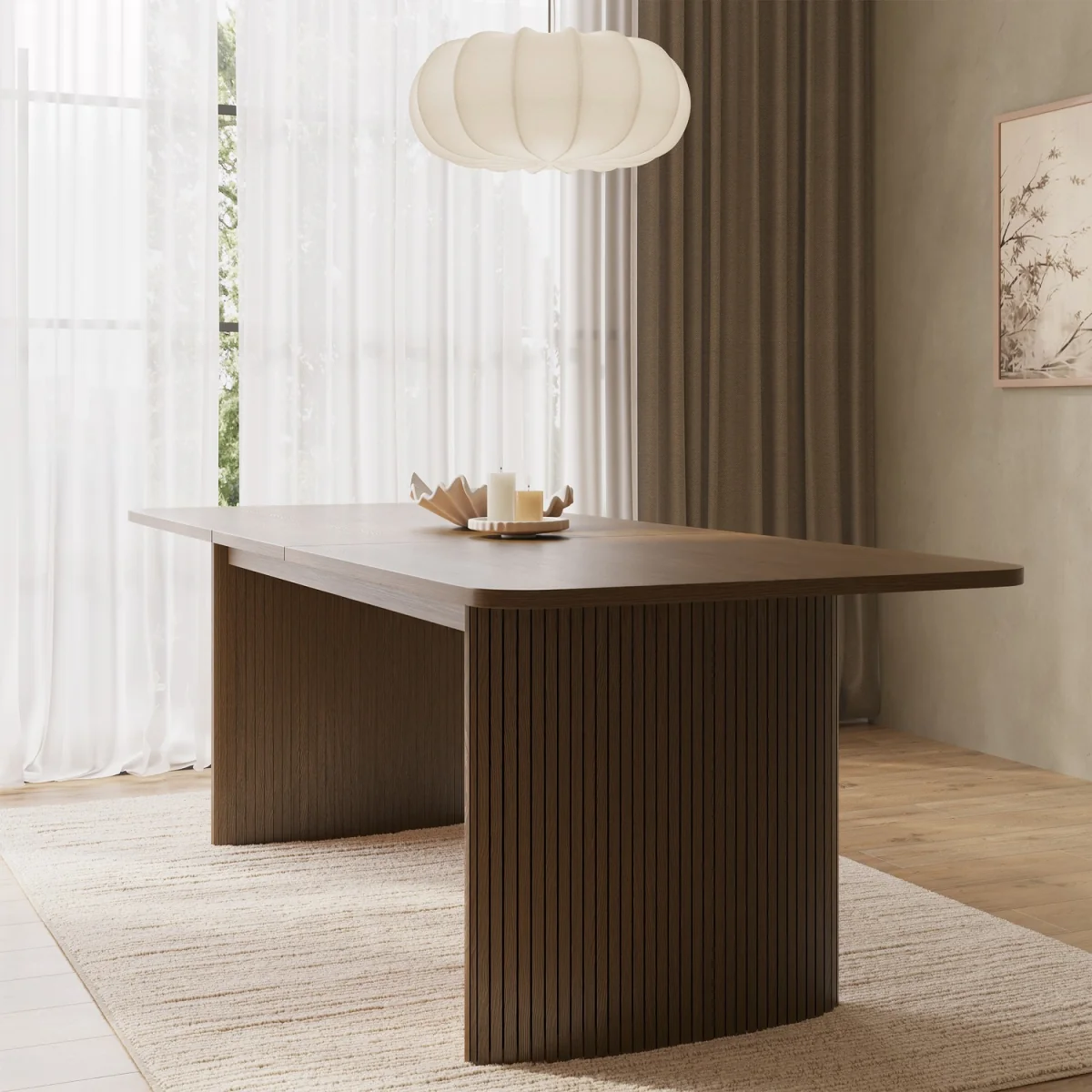 Large Walnut Extendable Dining Table - Seats 6 - 8 - Jarel – image 1