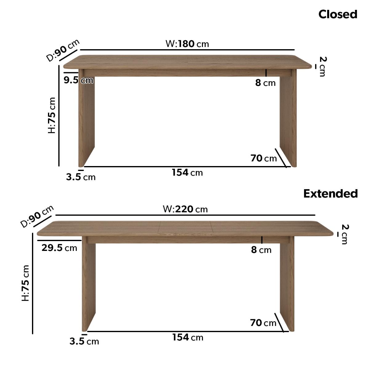 Large Weathered Oak Extendable Dining Table - Seats 6-8 - Mia – image 2