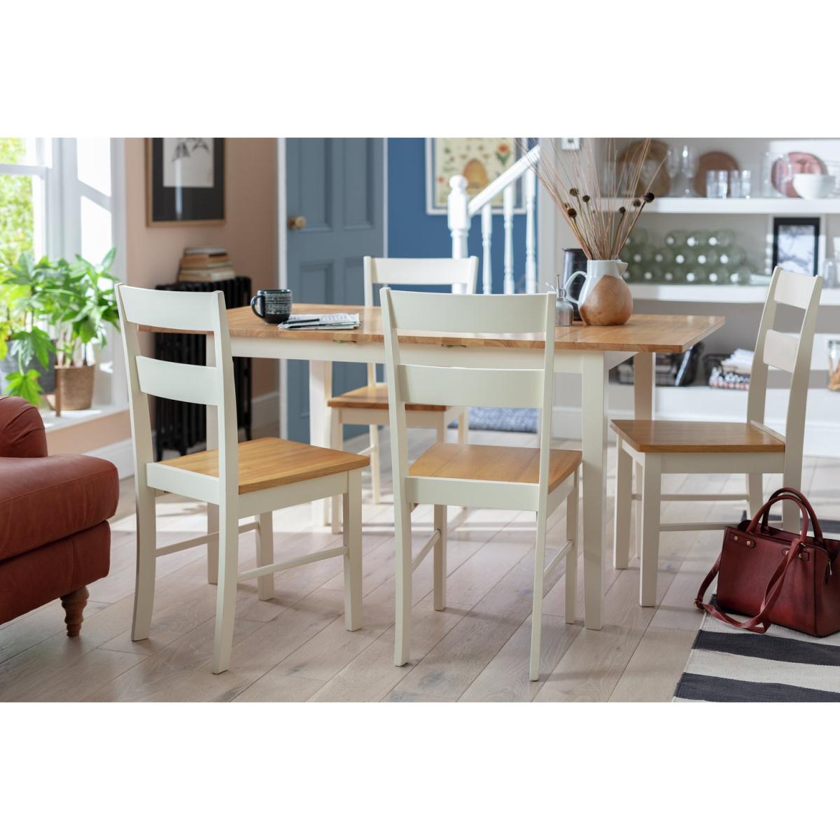 Habitat Chicago Solid Wood 4 Seater Dining Table - Cream – image 3