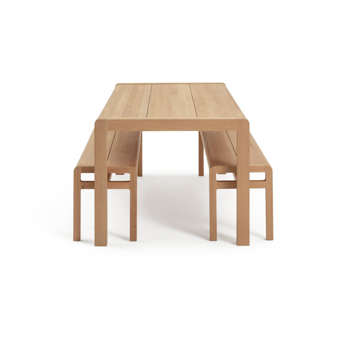 Habitat Radius Solid Wood Dining Table & 2 Oak Benches – image 5