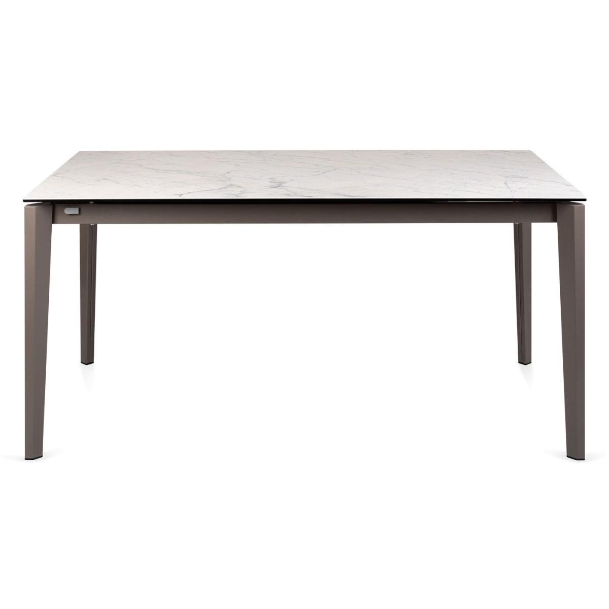 Heal's Rocca Ceramic Extending Dining Table Carrara White Ceramic Top Top Matt Taupe Leg 130cm - Heal's UK Furniture – image 4