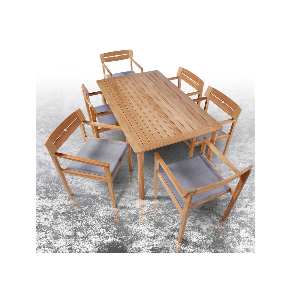 Barlow Tyrie Atom 6-Seat Teak Wood Garden Table, Natural – image 3