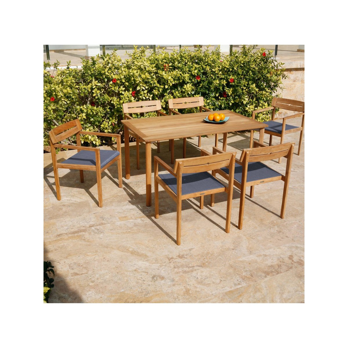 Barlow Tyrie Atom 6-Seat Teak Wood Garden Table, Natural – image 4