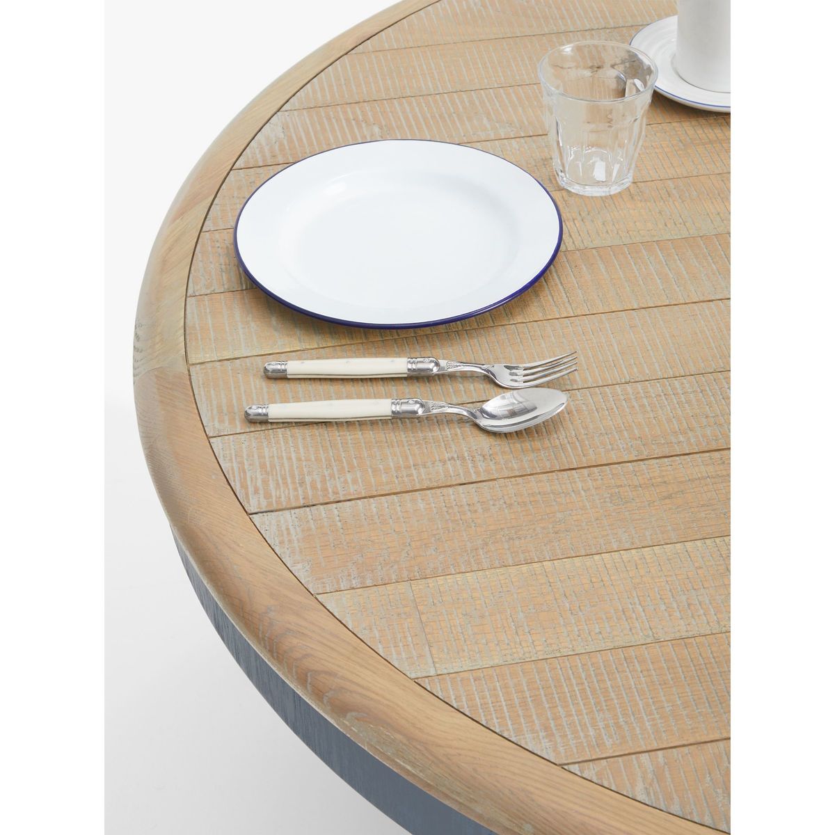 Loaf Chow Round 6 Seater Dining Table, Solid Oak/Inky Blue – image 3