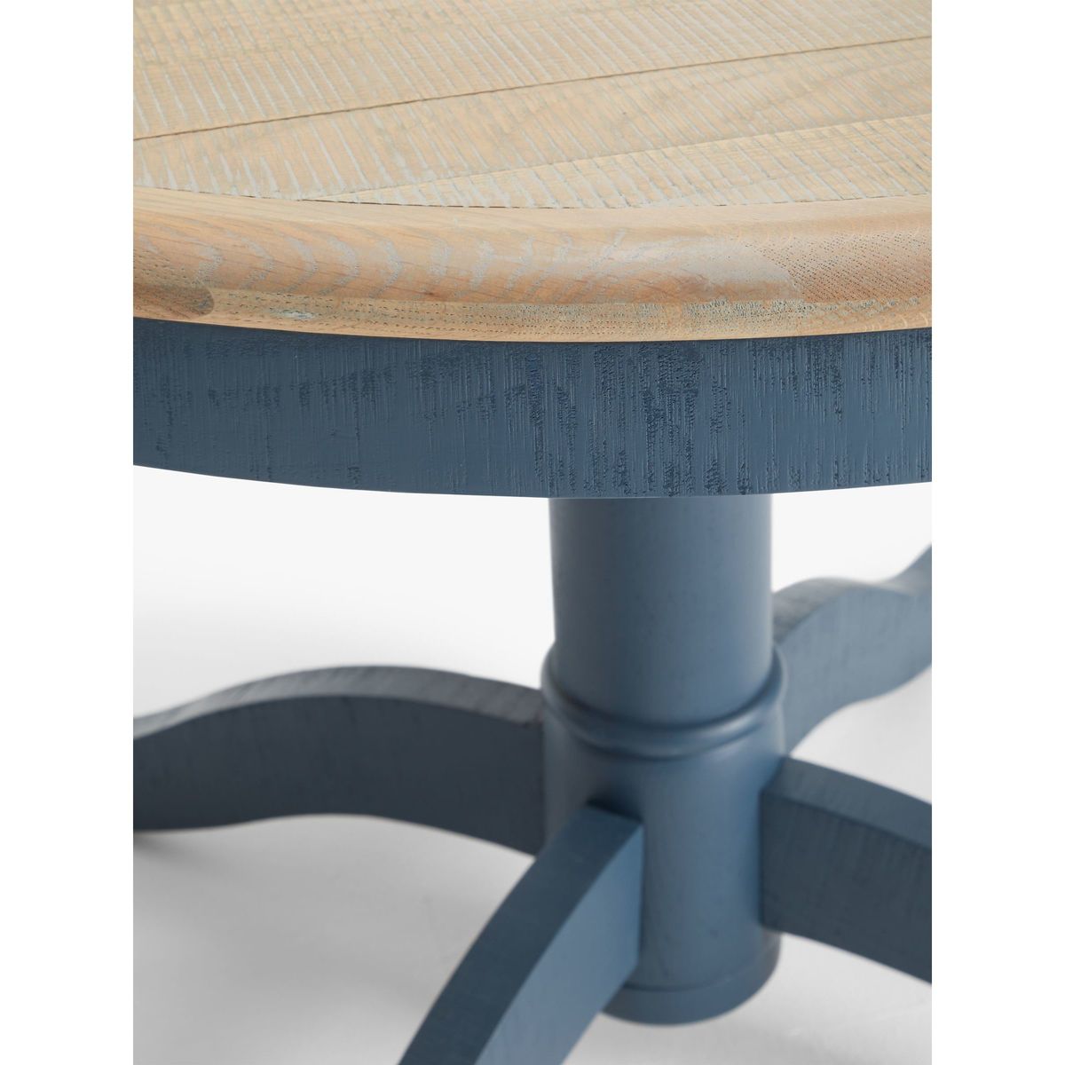 Loaf Chow Round 6 Seater Dining Table, Solid Oak/Inky Blue – image 4