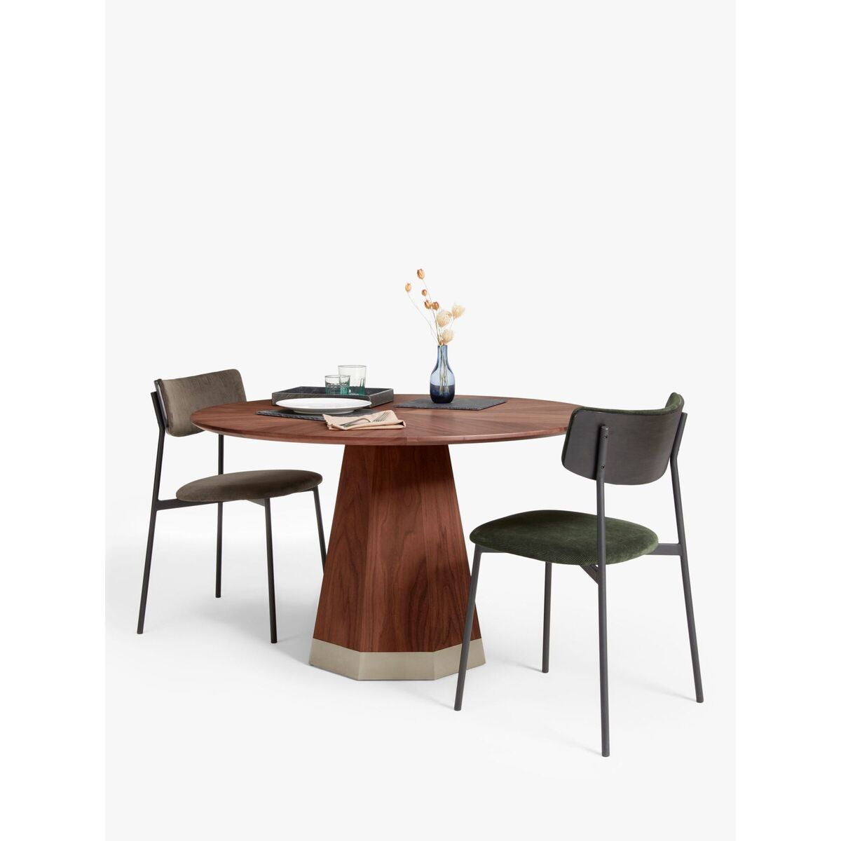 John Lewis & Partners Pedestal 4 Seater Dining Table, Walnut/Gold – image 6