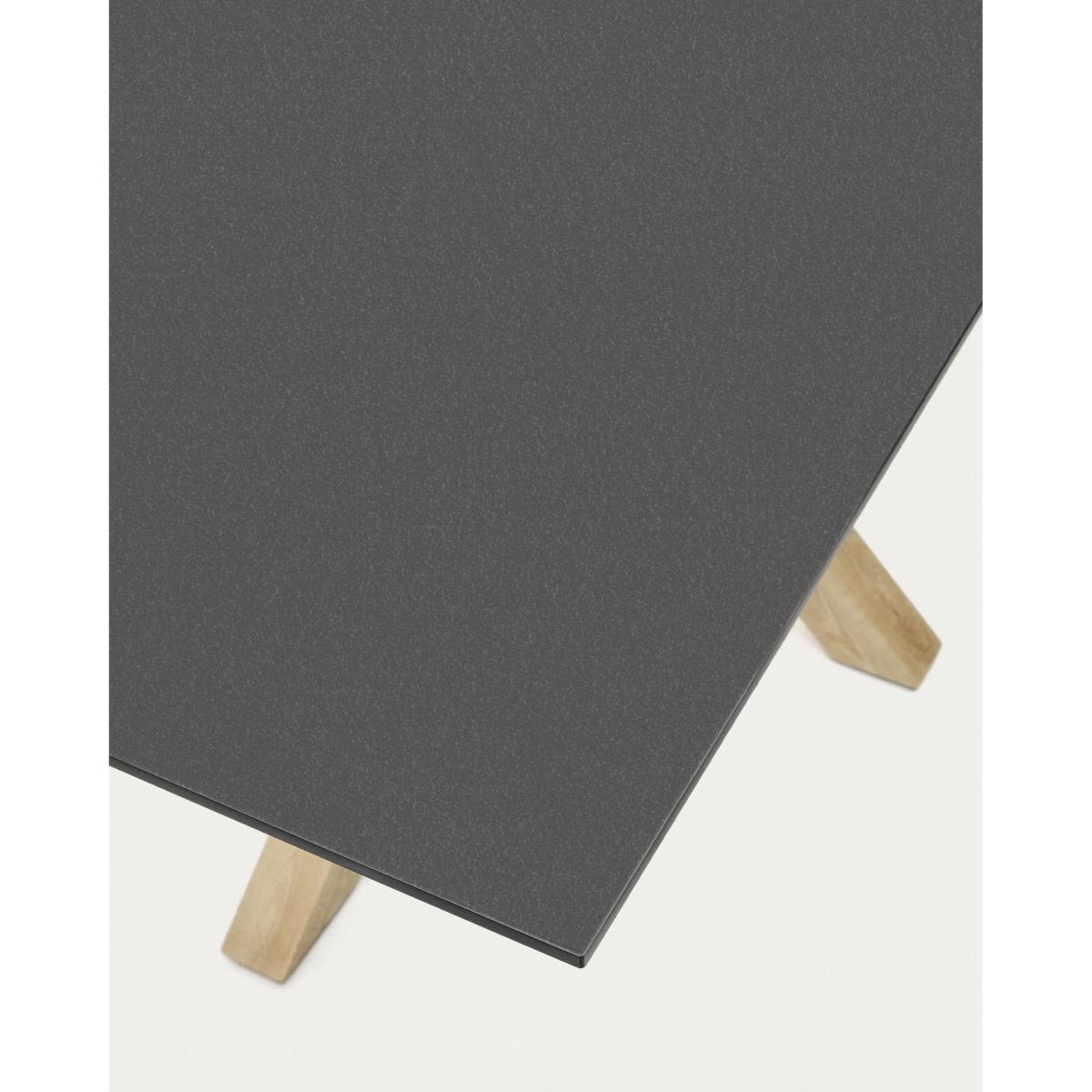 Argo table in frosted black glass and wood-effect steel legs 160 x 90 cm – image 2