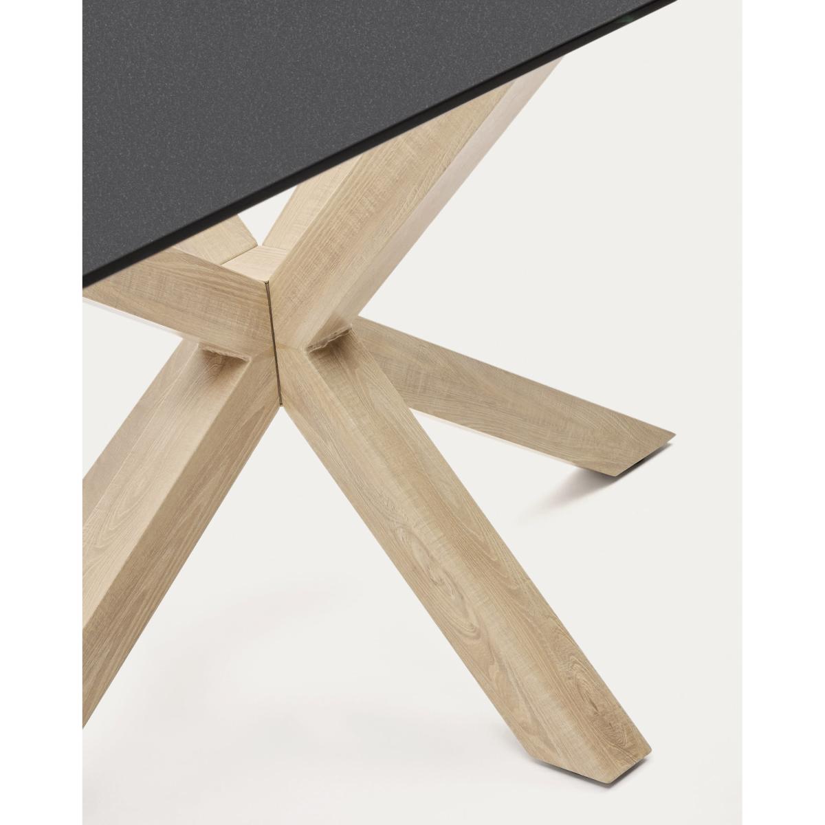 Argo table in frosted black glass and wood-effect steel legs 160 x 90 cm – image 3