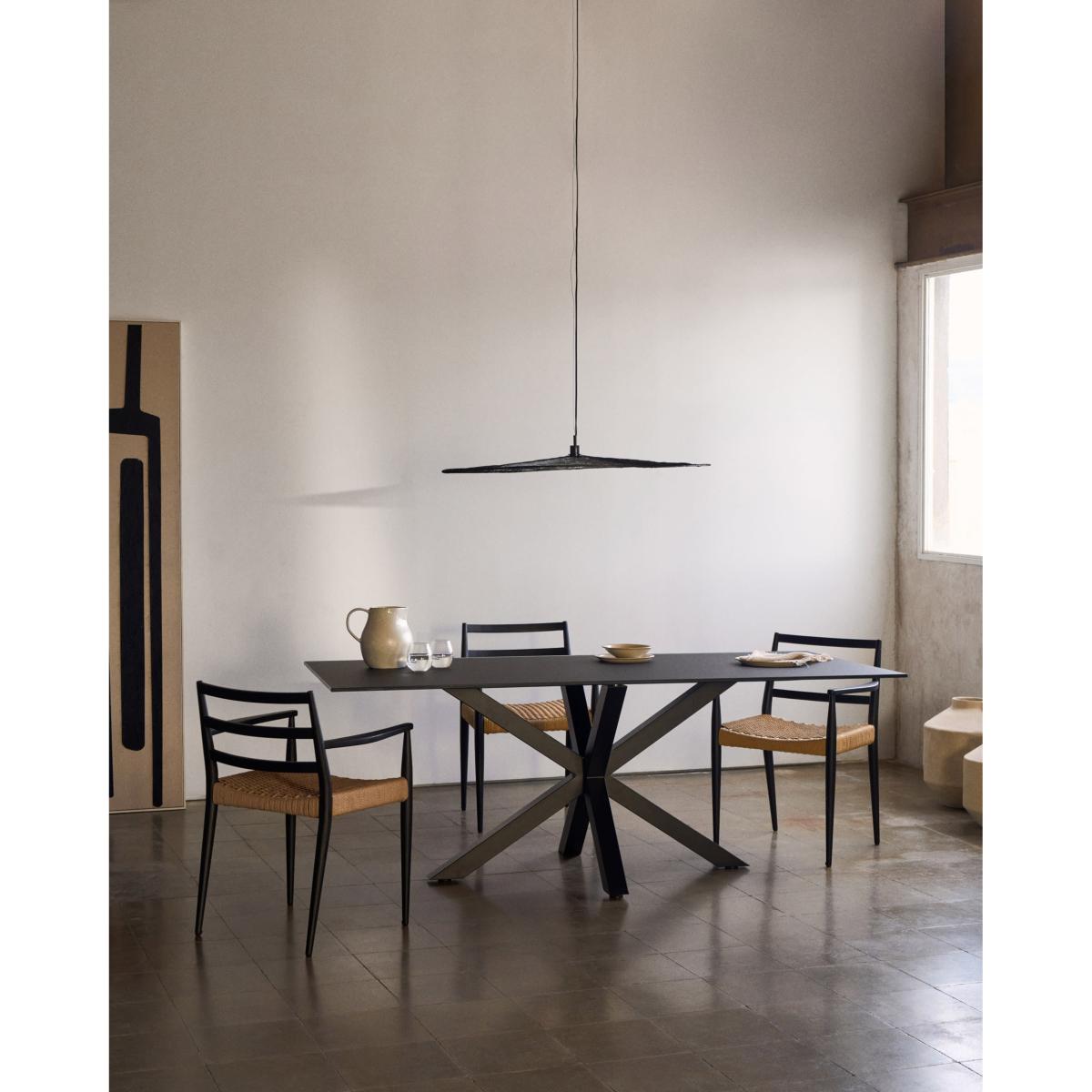 Argo table with black glass and black steel legs 200 x 100 cm – image 2