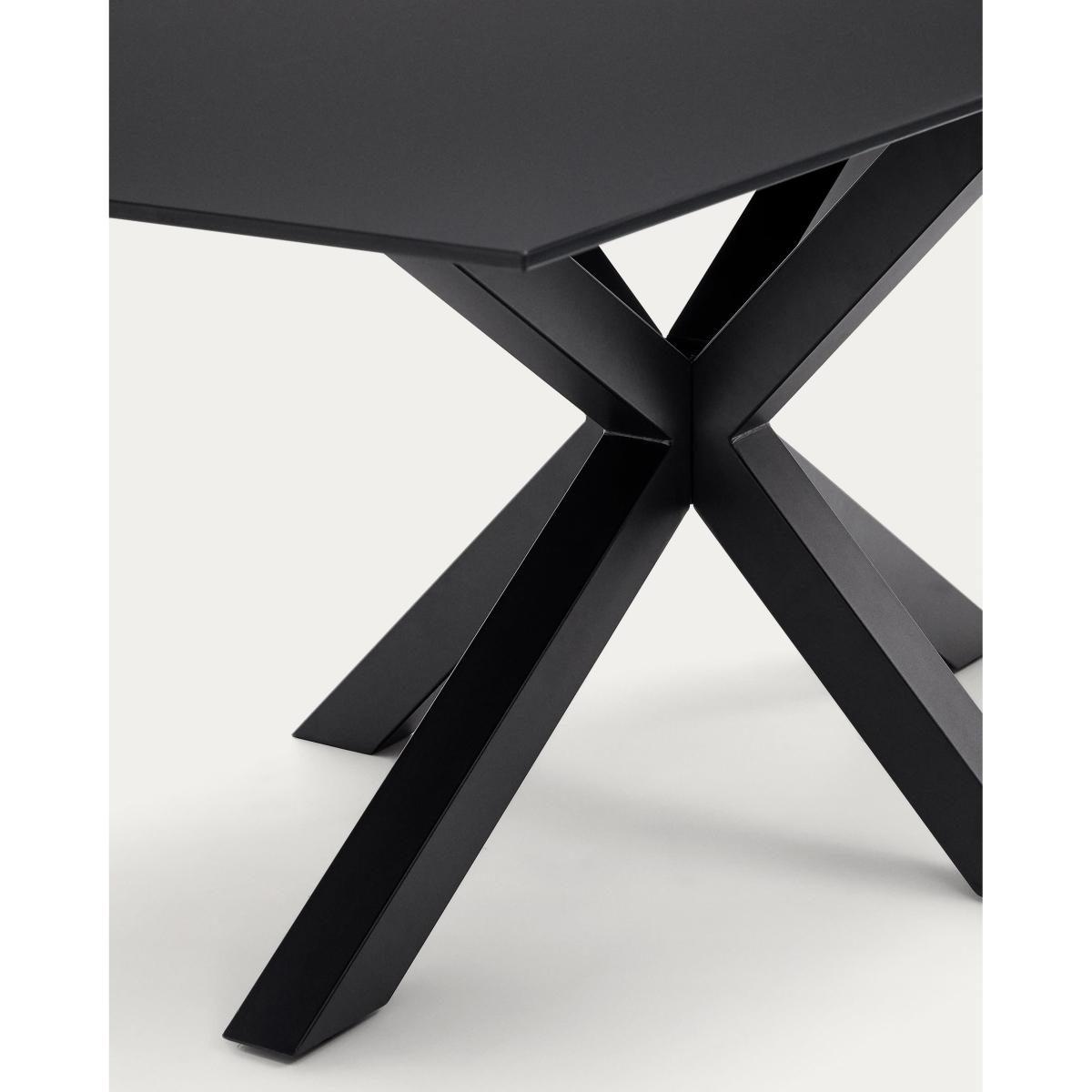 Argo table with black glass and black steel legs 200 x 100 cm – image 3