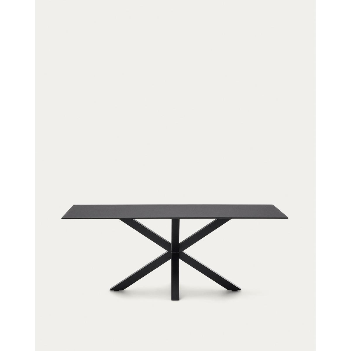 Argo table with black glass and black steel legs 200 x 100 cm – image 4