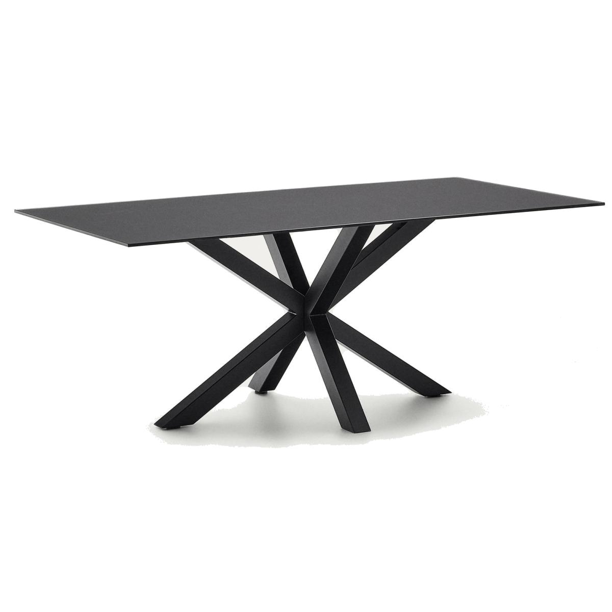 Argo table with black glass and black steel legs 200 x 100 cm – image 1