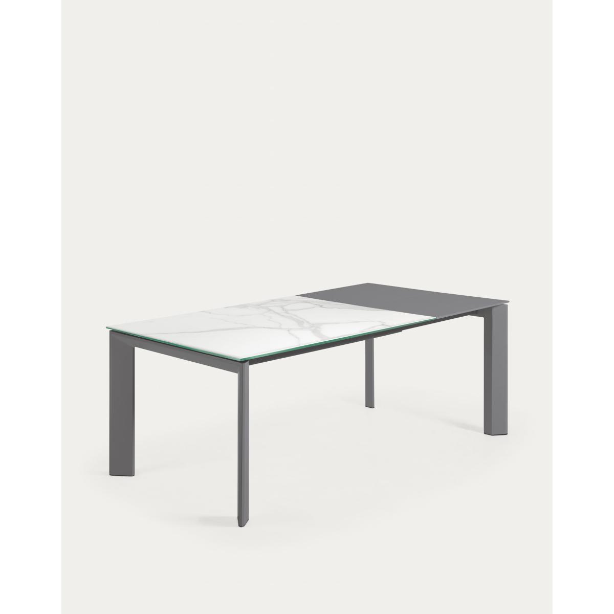 Axis extendable porcelain table with Kalos Blanco finish and dark grey steel legs, 140 (200) cm – image 3