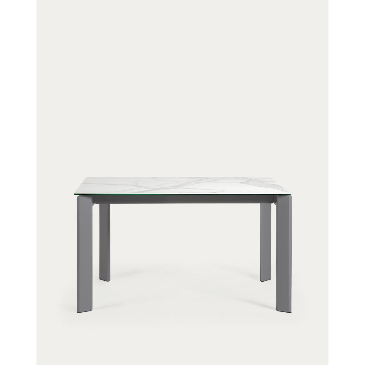 Axis extendable porcelain table with Kalos Blanco finish and dark grey steel legs, 140 (200) cm – image 4