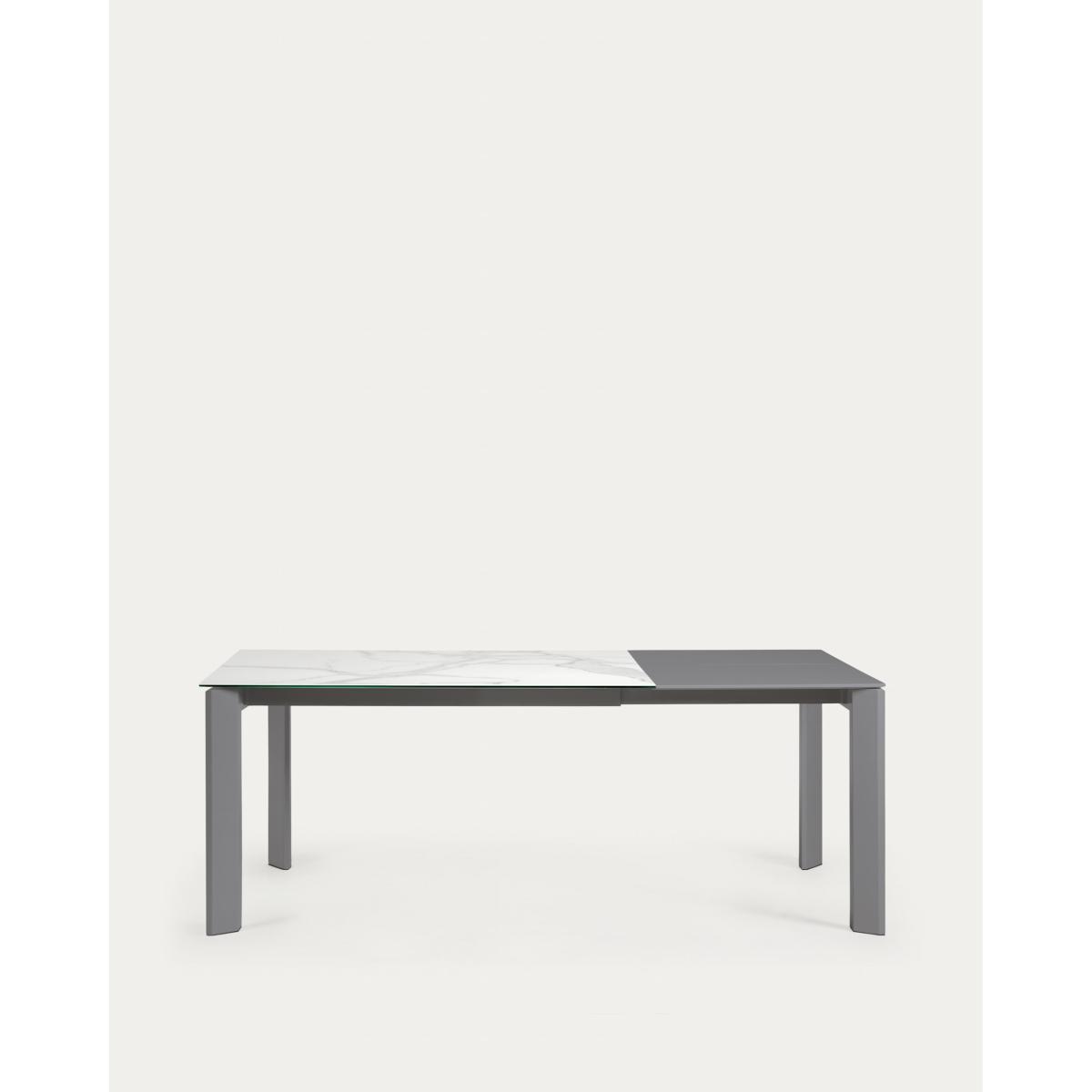 Axis extendable porcelain table with Kalos Blanco finish and dark grey steel legs, 140 (200) cm – image 5