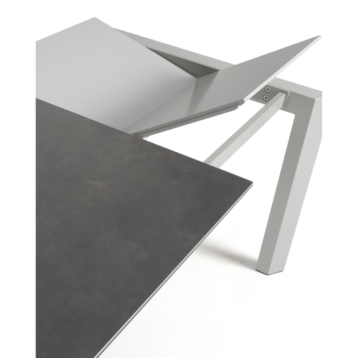 Axis porcelain extendable table in Volcano Rock finish with grey steel legs 120 (180) cm – image 2