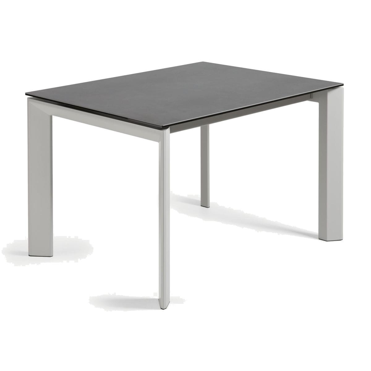 Axis porcelain extendable table in Volcano Rock finish with grey steel legs 120 (180) cm – image 1