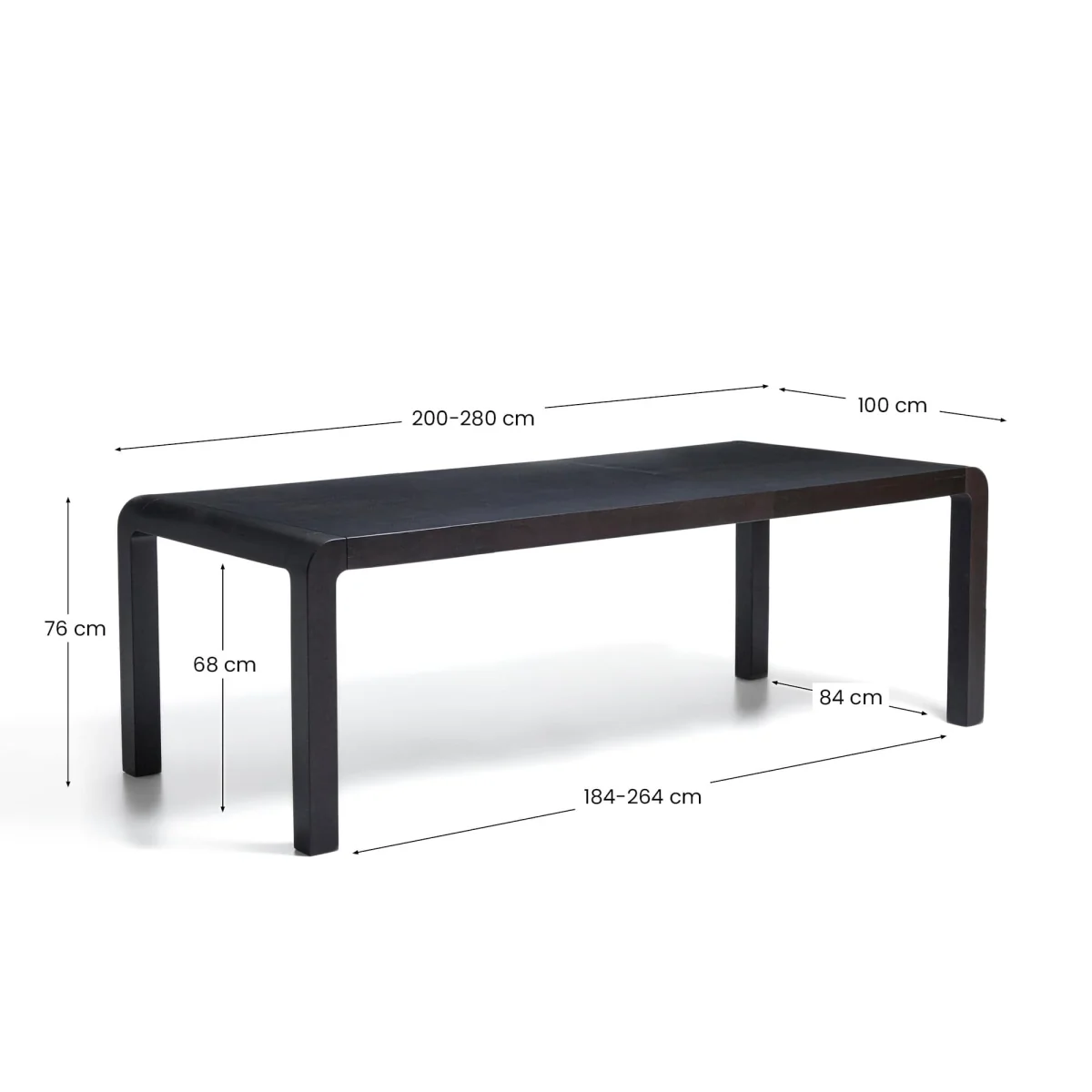 Erisia extendable table in solid oak wood with an ebonised finish 200 (280) x 100 cm FSC 100% – image 6