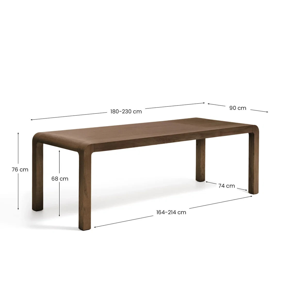 Erisia extendable table in solid oak wood with a dark walnut tone finish 180 (230) x 90 cm FSC 100% – image 6