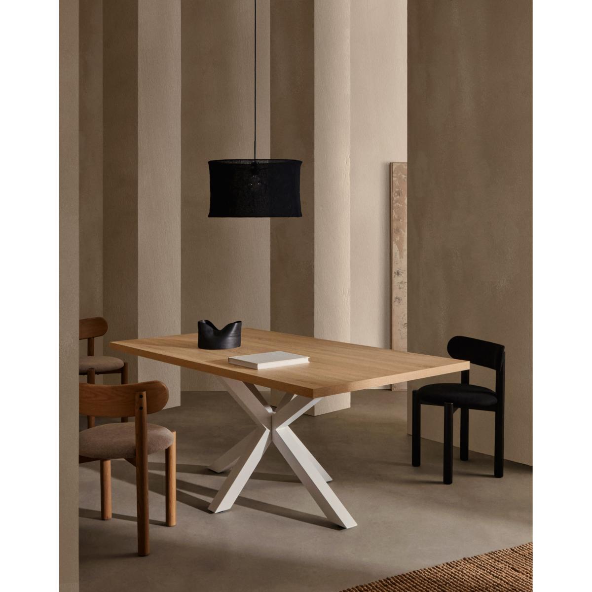 Argo table in melamine with natural finish and steel legs with white finish 200 x 100 cm – image 2