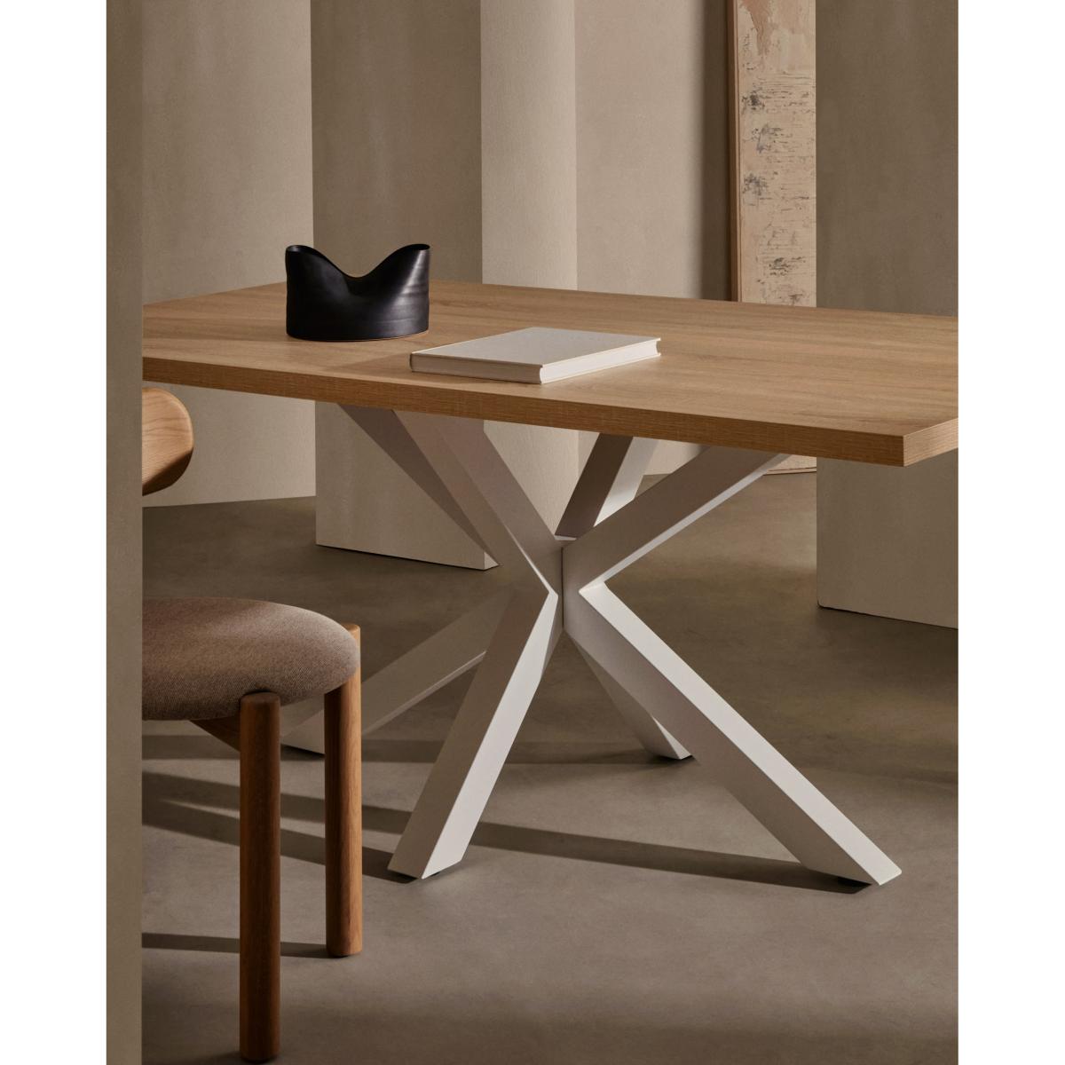 Argo table in melamine with natural finish and steel legs with white finish 200 x 100 cm – image 4