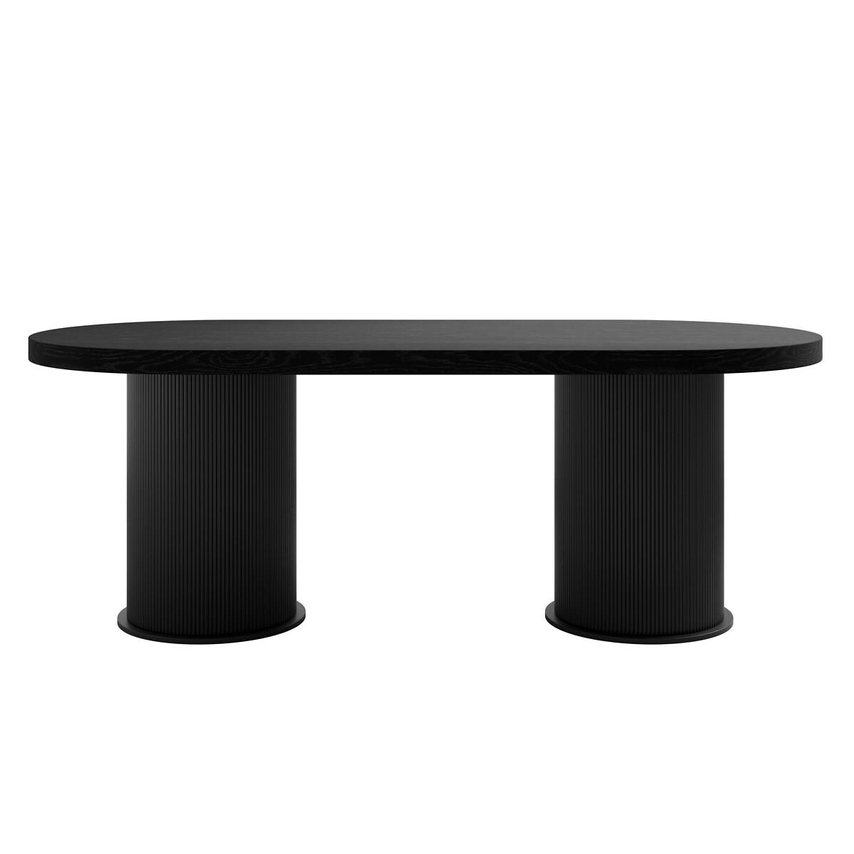 Asa Oval Japandi Ash Wood Dining Table with Ribbed Pedestal Base – image 2